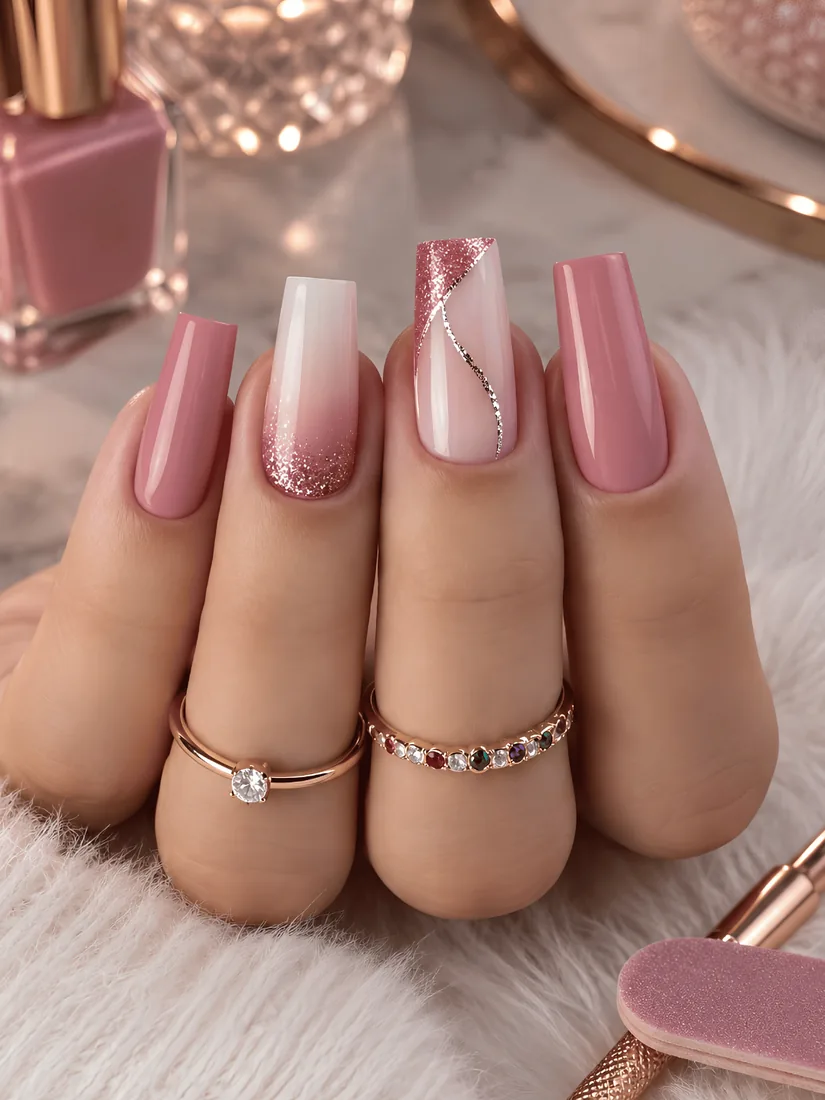 Francesinha em unhas quadradas
